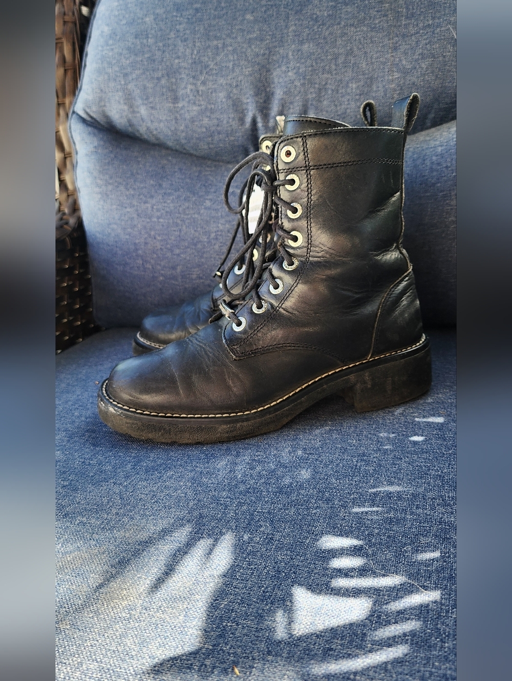 Harley-Davidson Men's Black Leather Lace-Up Combat Boots